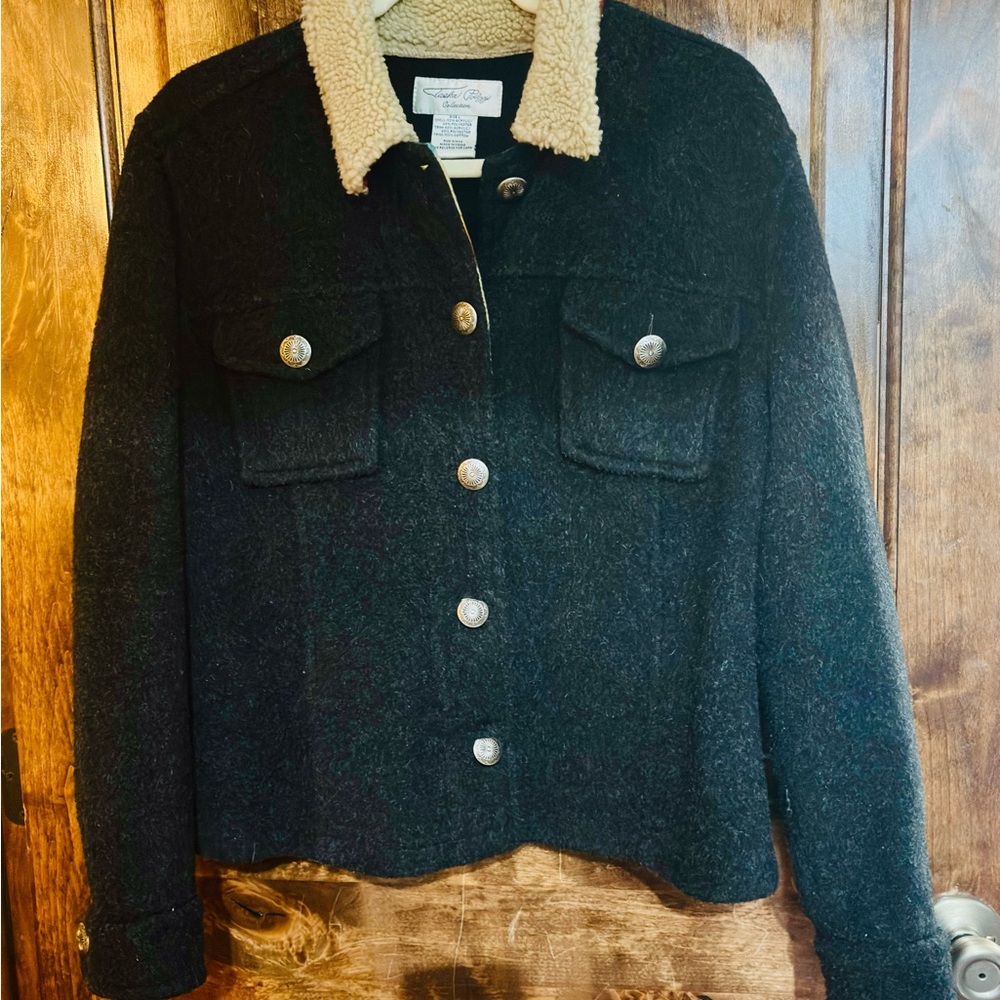 Tasha Polizzi Black Teddy Jacket with Cream Collar